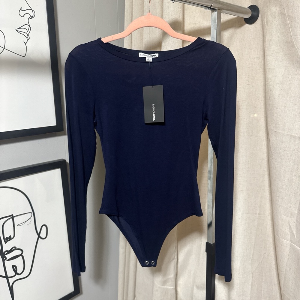 Dark Blue Long Sleeve Bodysuit